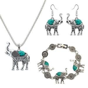 BETSEY JOHNSON ELEPHANT TURQUOISE SILVER SET